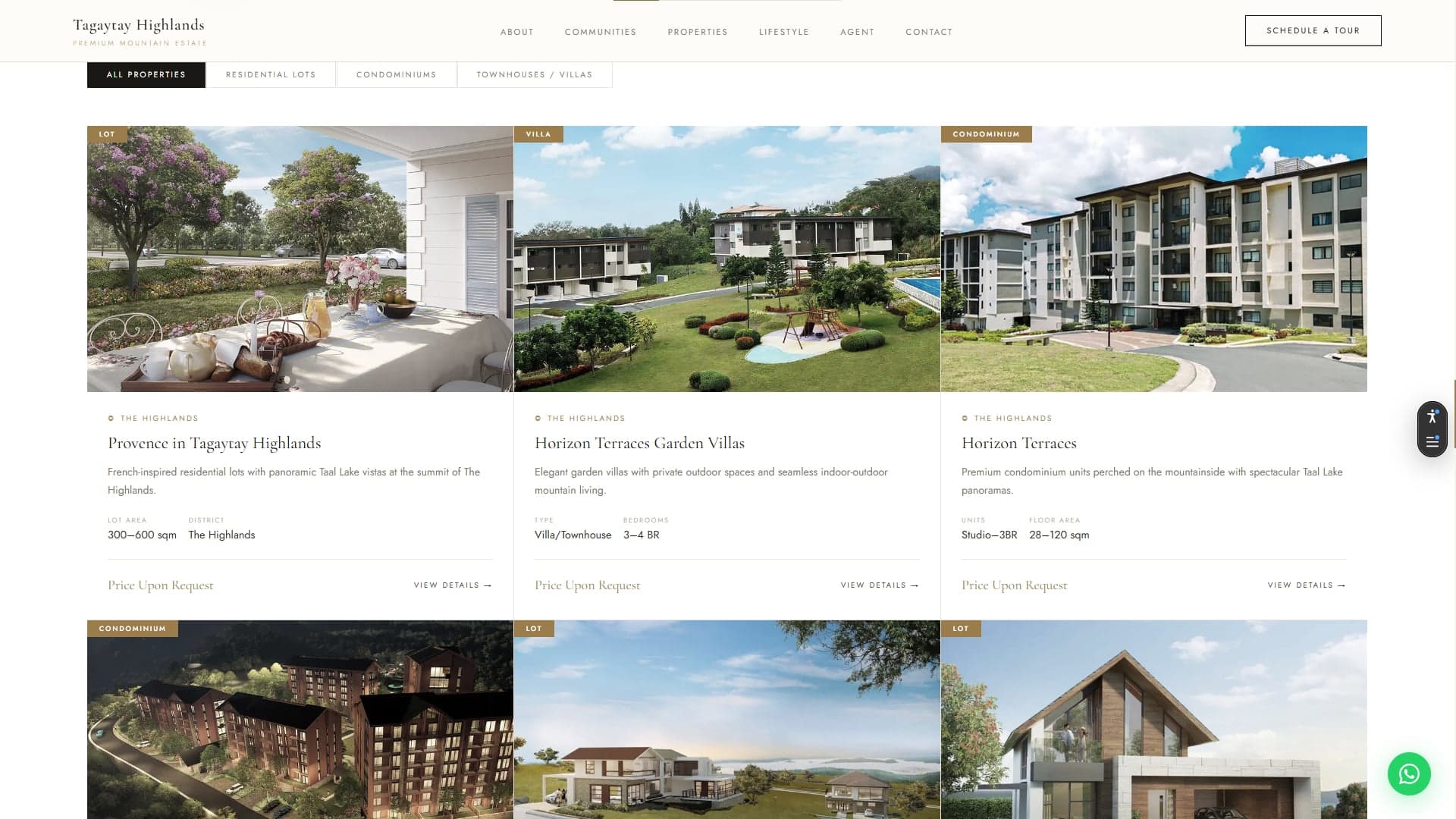 Tagaytay Highlands Website screenshot 4