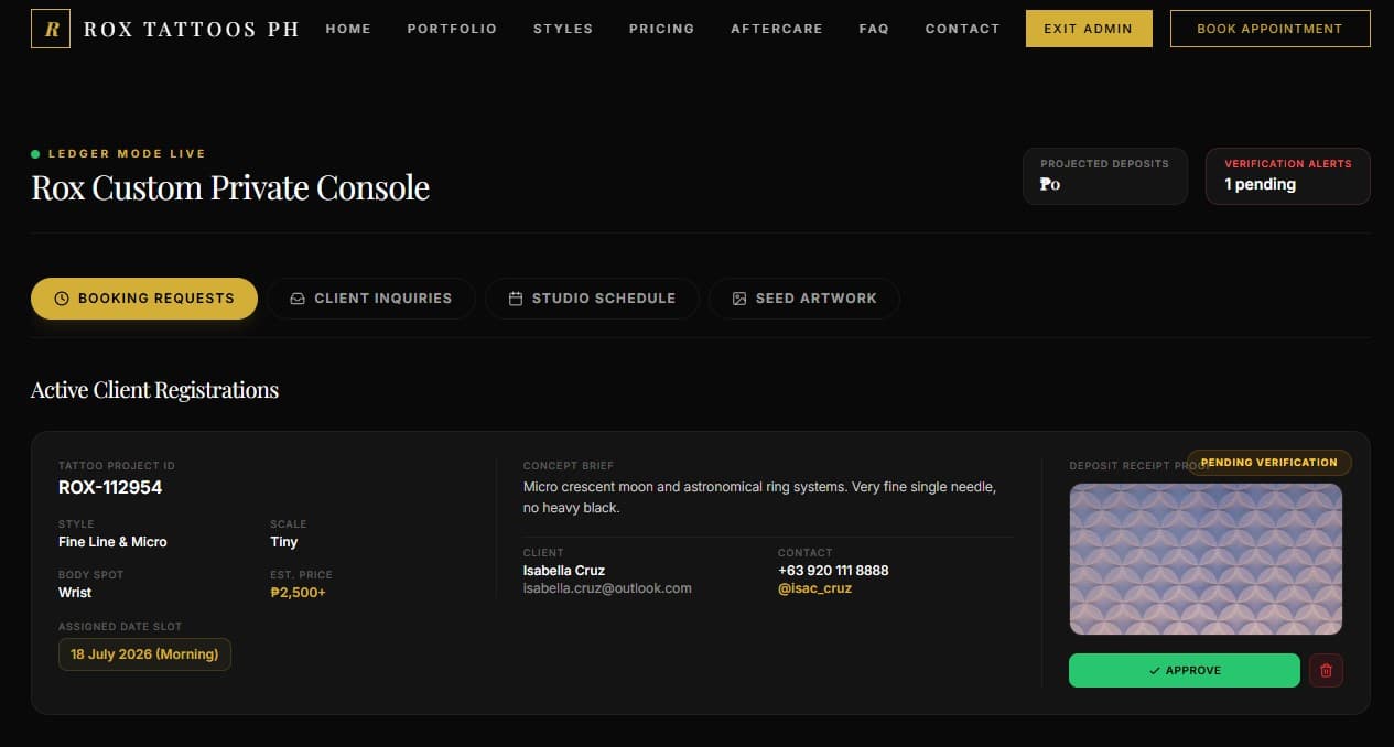 Tattoo Artist Availability & Reservation System screenshot 5